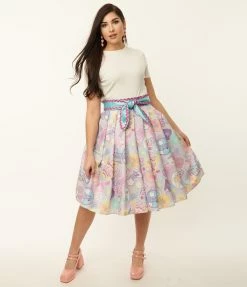 Fan Flair Polly Pocket X Unique Vintage 1950s Tiny & Cute Print Berrie Swing Skirt