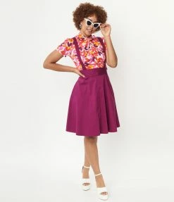 SHEEN Clothing Ltd Purple Pinafore Flare Skirt