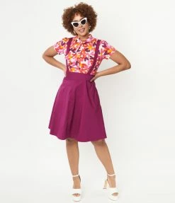 SHEEN Clothing Ltd Purple Pinafore Flare Skirt