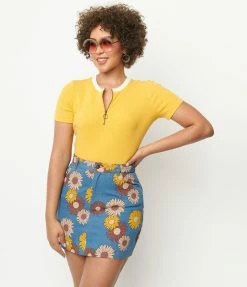 Unique Vintage Golden Yellow Back To Basics Zipper Top Sale