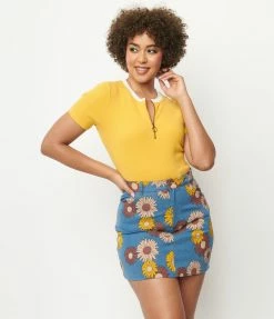 Unique Vintage Golden Yellow Back To Basics Zipper Top Sale