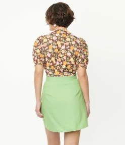 Smak Parlour Green & Pink Tulip Match Game Mini Skirt Sale