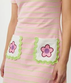 Sale Smak Parlour Pink & Lime Green Stripe Wave Maker Mini Dress