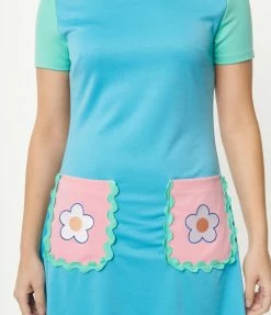 Sale Smak Parlour Light Blue Colorblock Wave Maker Mini Dress