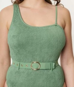 Sunday Brunch Green Belted One Piece Swimsuit