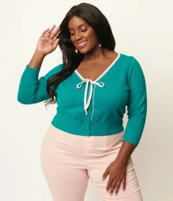 Unique Vintage Plus Size Turquoise Dandy Cardigan