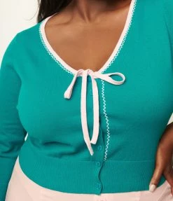 Unique Vintage Plus Size Turquoise Dandy Cardigan
