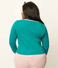 Unique Vintage Plus Size Turquoise Dandy Cardigan