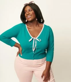 Unique Vintage Plus Size Turquoise Dandy Cardigan