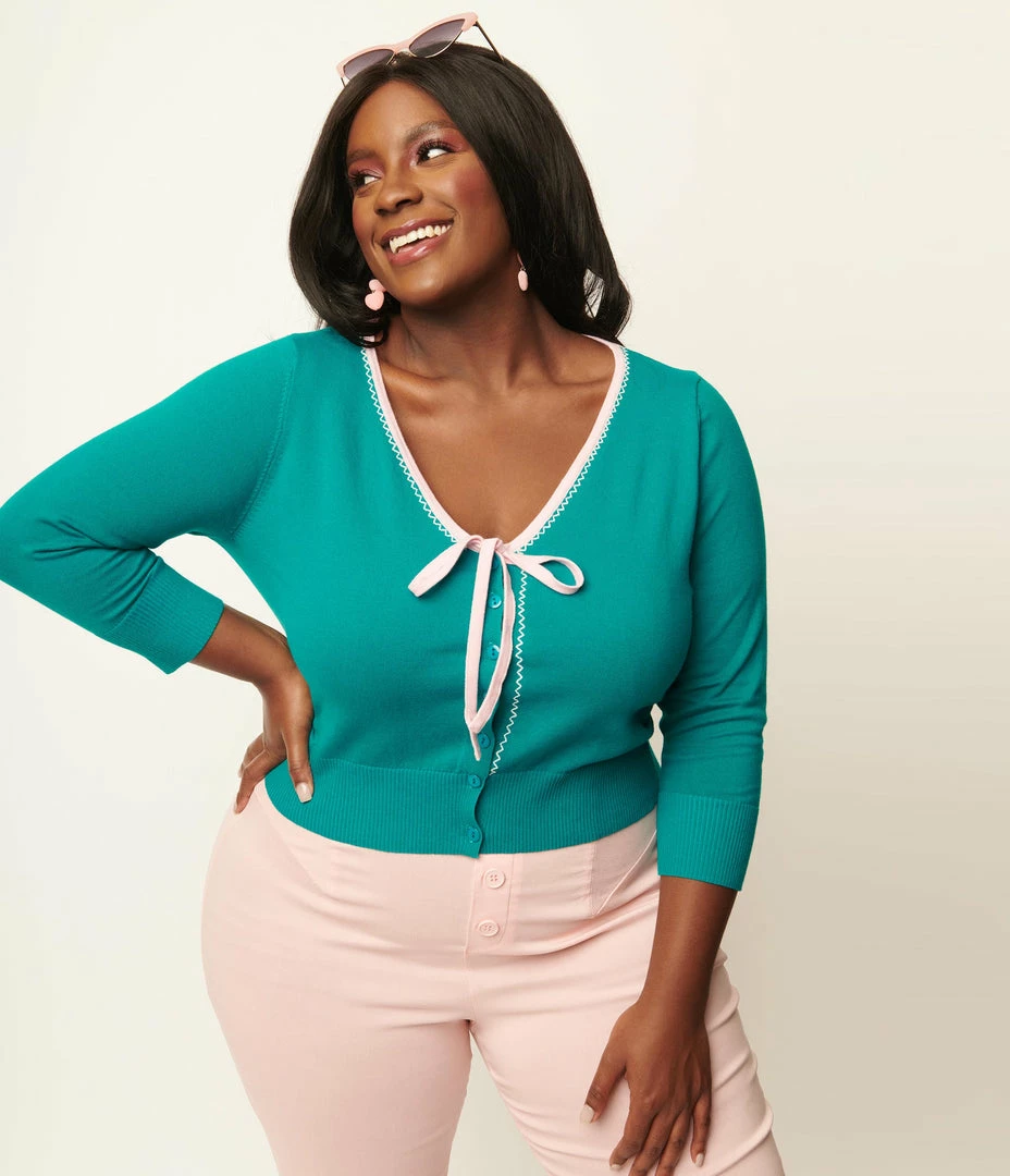 Unique Vintage Plus Size Turquoise Dandy Cardigan