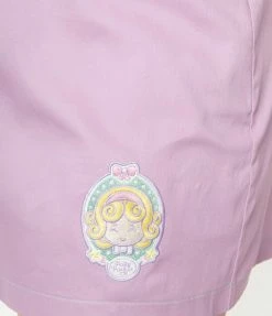 Polly Pocket X Unique Vintage Plus Size Purple Embroidered Fitted Pinafore Fan Flair