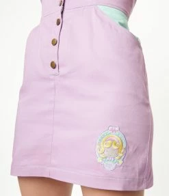 Polly Pocket X Unique Vintage Purple Embroidered Fitted Pinafore Fan Flair