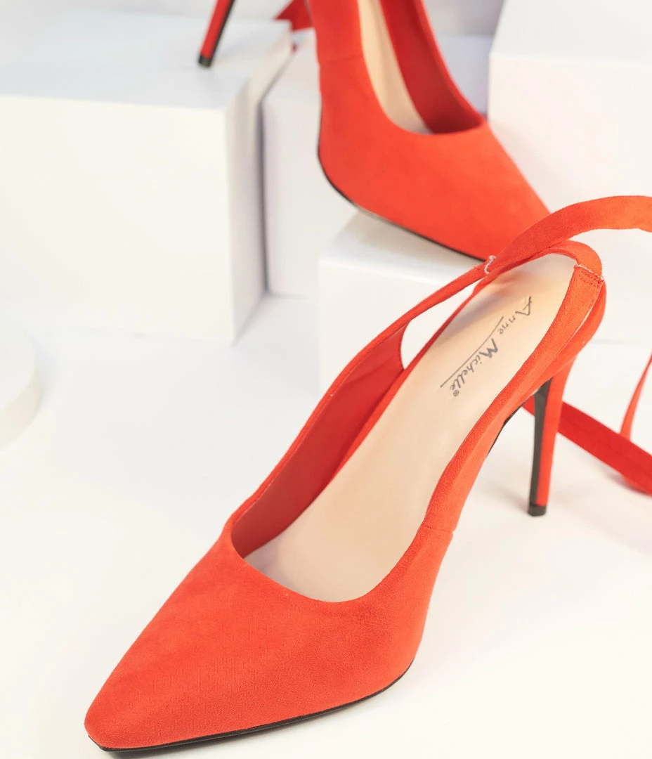 Joia Heels & Wedges Red Suede Ribbon Ankle Tie Heels