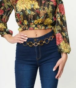 Belts Unique Vintage Gold & Brown Chain Belt