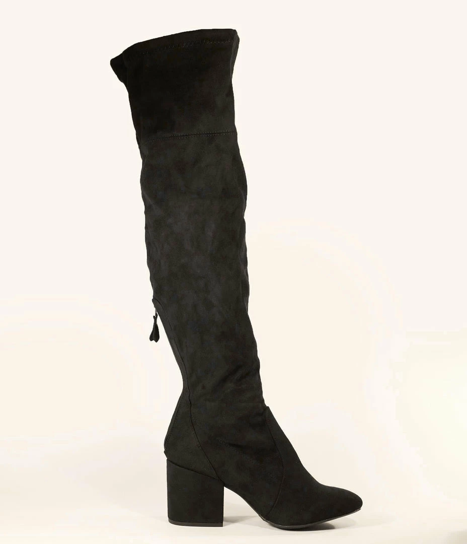Joia Black Suede Tall Knee-High Boots