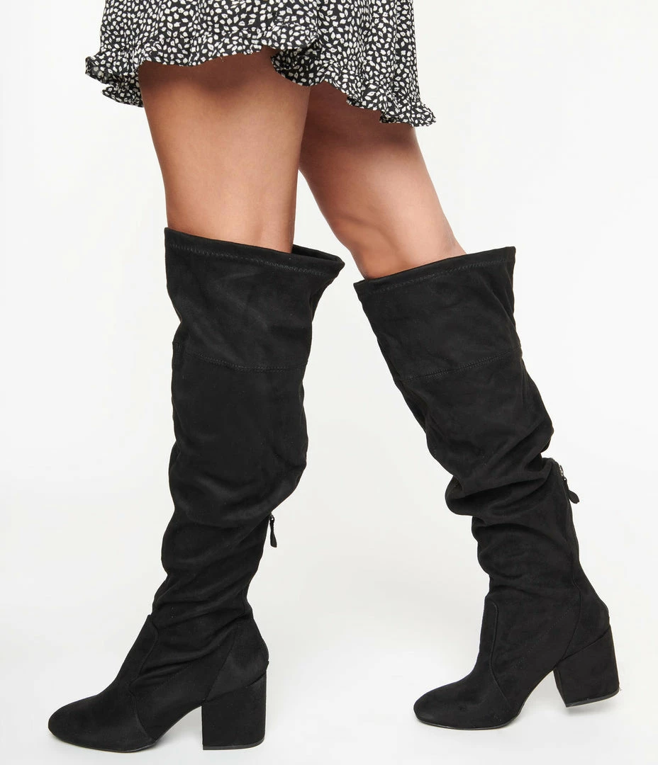 Joia Black Suede Tall Knee-High Boots