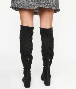 Joia Black Suede Tall Knee-High Boots