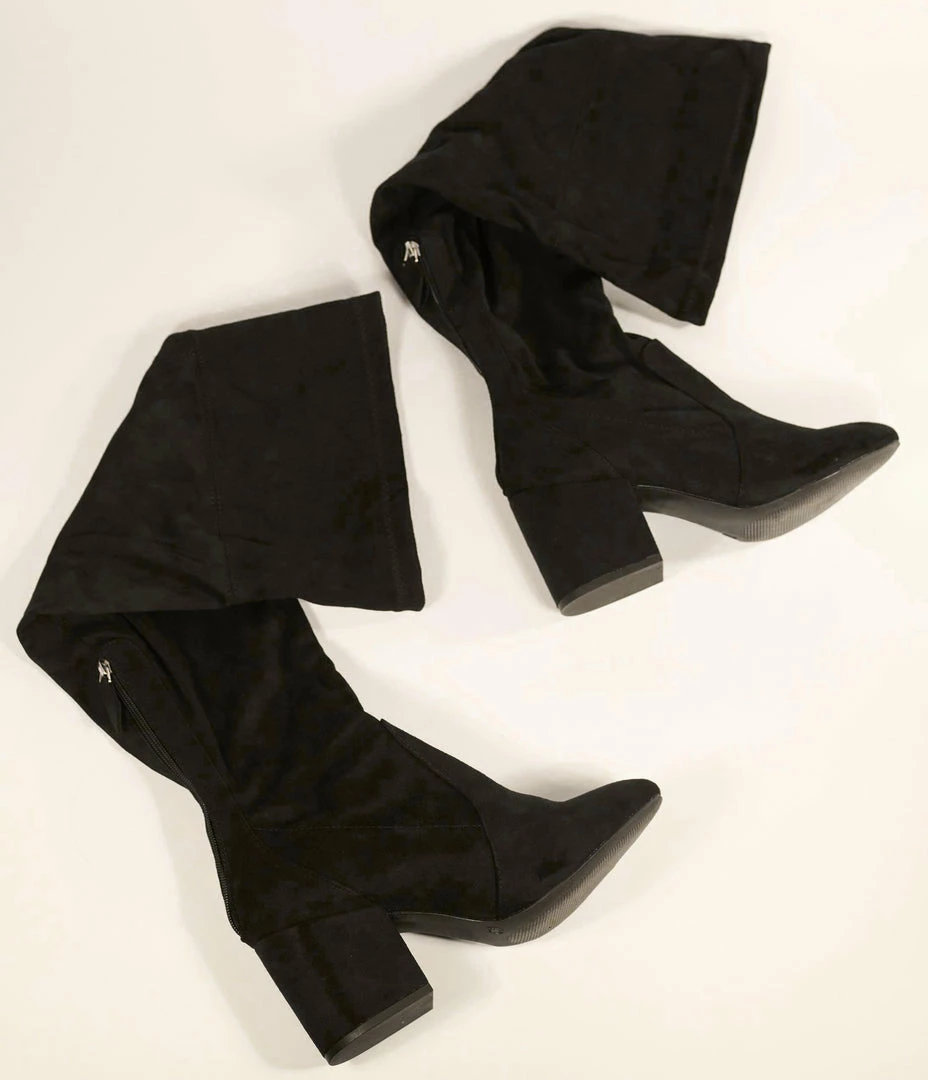 Joia Black Suede Tall Knee-High Boots