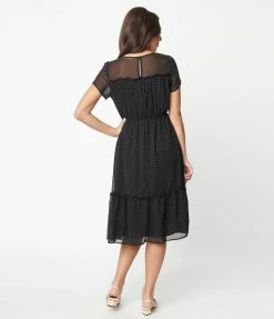 Rokoko Black & Ivory Polka Dot Midi Dress