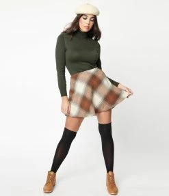She+Sky Sale Brown & Tan Plaid Mini Skirt