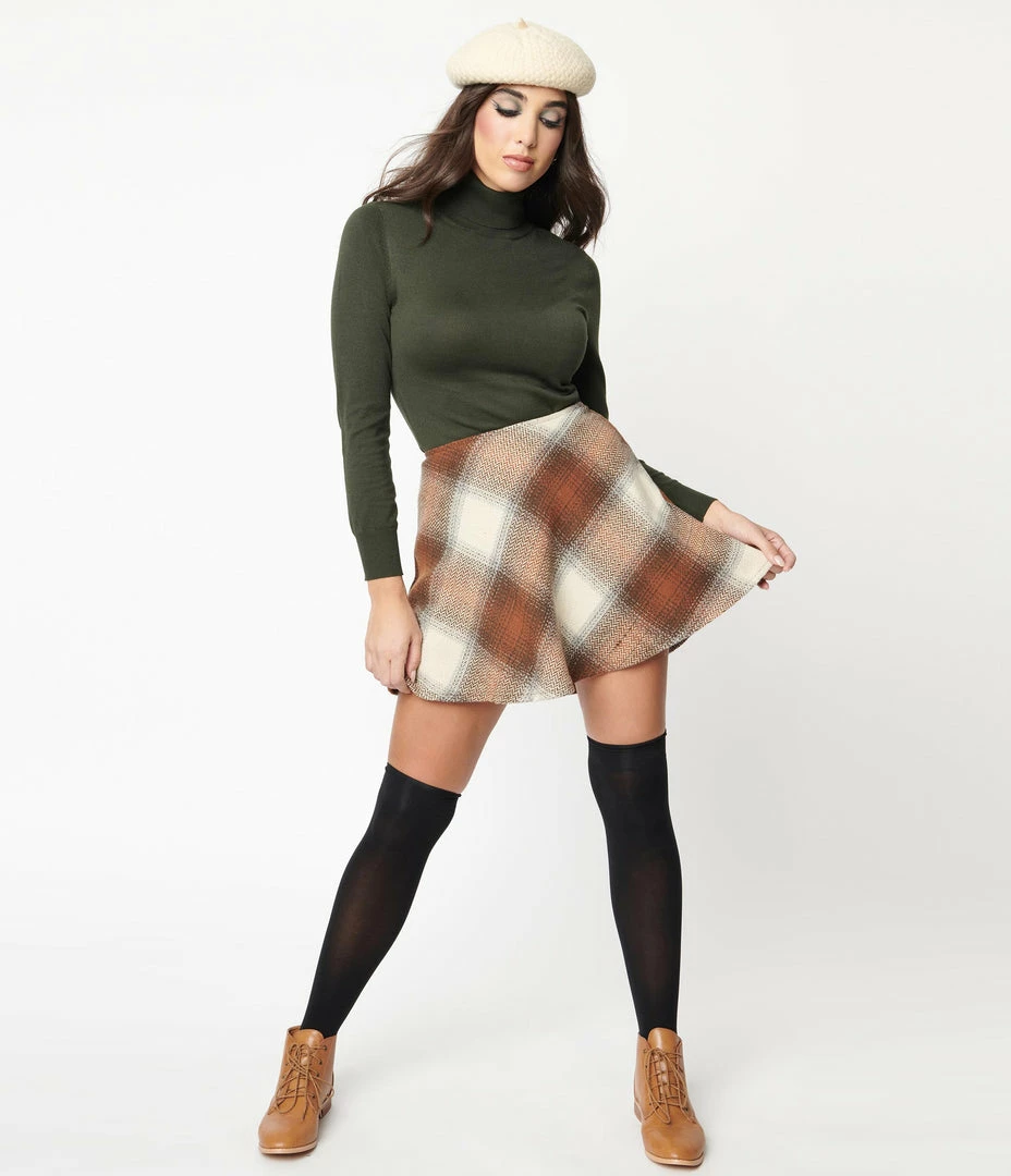 She+Sky Sale Brown & Tan Plaid Mini Skirt