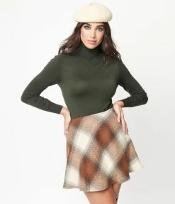 She+Sky Sale Brown & Tan Plaid Mini Skirt
