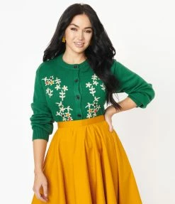 Tulip.B Sale Green & Taupe Floral Cardigan