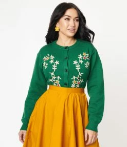 Tulip.B Sale Green & Taupe Floral Cardigan