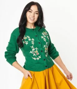 Tulip.B Sale Green & Taupe Floral Cardigan