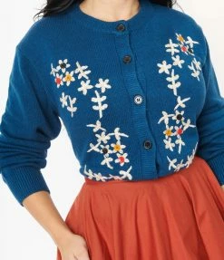 Tulip.B Sale Teal & Ivory Floral Cardigan