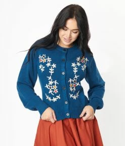 Tulip.B Sale Teal & Ivory Floral Cardigan