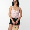 Unique Vintage Pink Floral Burnout Crop Top