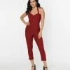 Unique Vintage 1950s Burgundy Halter Marcel Jumpsuit