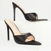 Cape Robbin Black Pointed Peep Toe Mule Heels Heels & Wedges