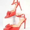 In Touch Footwear Red Bow Strappy Ankle Heels Heels & Wedges