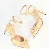 In Touch Footwear Beige Bow Strappy Ankle Heels Shoes