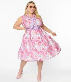 Care Bears X Unique Vintage Plus Size Care Bears Forever Edith Swing Dress