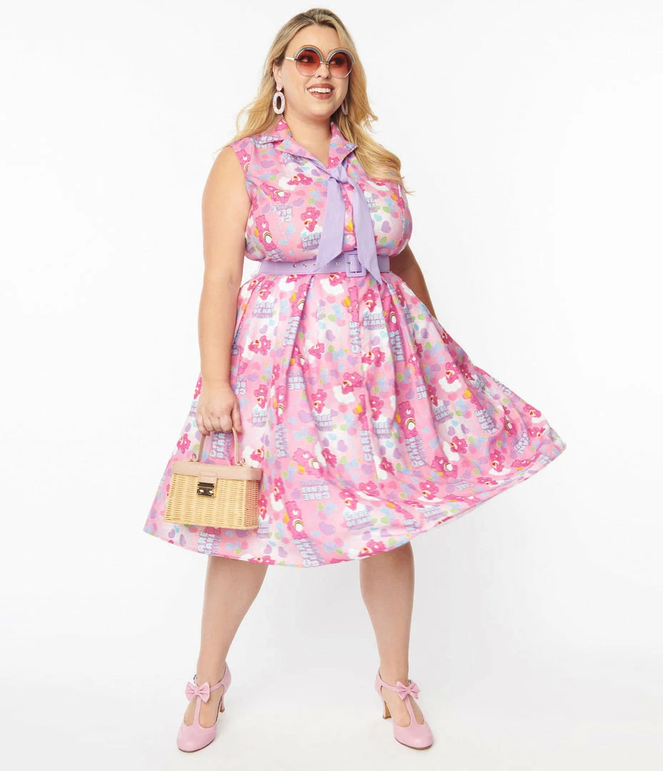 Care Bears X Unique Vintage Plus Size Care Bears Forever Edith Swing Dress