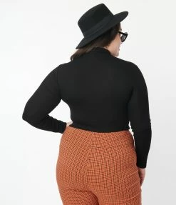 Sale Unique Vintage Plus Size Black & Embroidered Pumpkin Cherie Top