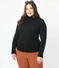 Sale Unique Vintage Plus Size Black & Embroidered Pumpkin Cherie Top