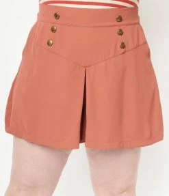 Unique Vintage Plus Size Rust Red Sailor Sweeney Shorts Sale