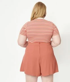 Unique Vintage Plus Size Rust Red Sailor Sweeney Shorts Sale