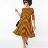 Unique Vintage Black & Orange Stripe Nicole Swing Dress Sale