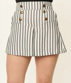 Unique Vintage Ivory & Grey Stripe Sailor Sweeney Shorts Sale
