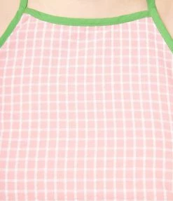 Sale Unique Vintage Plus Size Pink Gingham Main Squeeze Crop Top