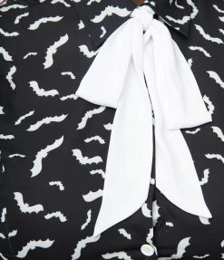Smak Parlour Plus Size Black & White Bats Print Power Play Blouse Sale