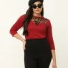 Unique Vintage Burgundy Spiderweb Widow Top Sale