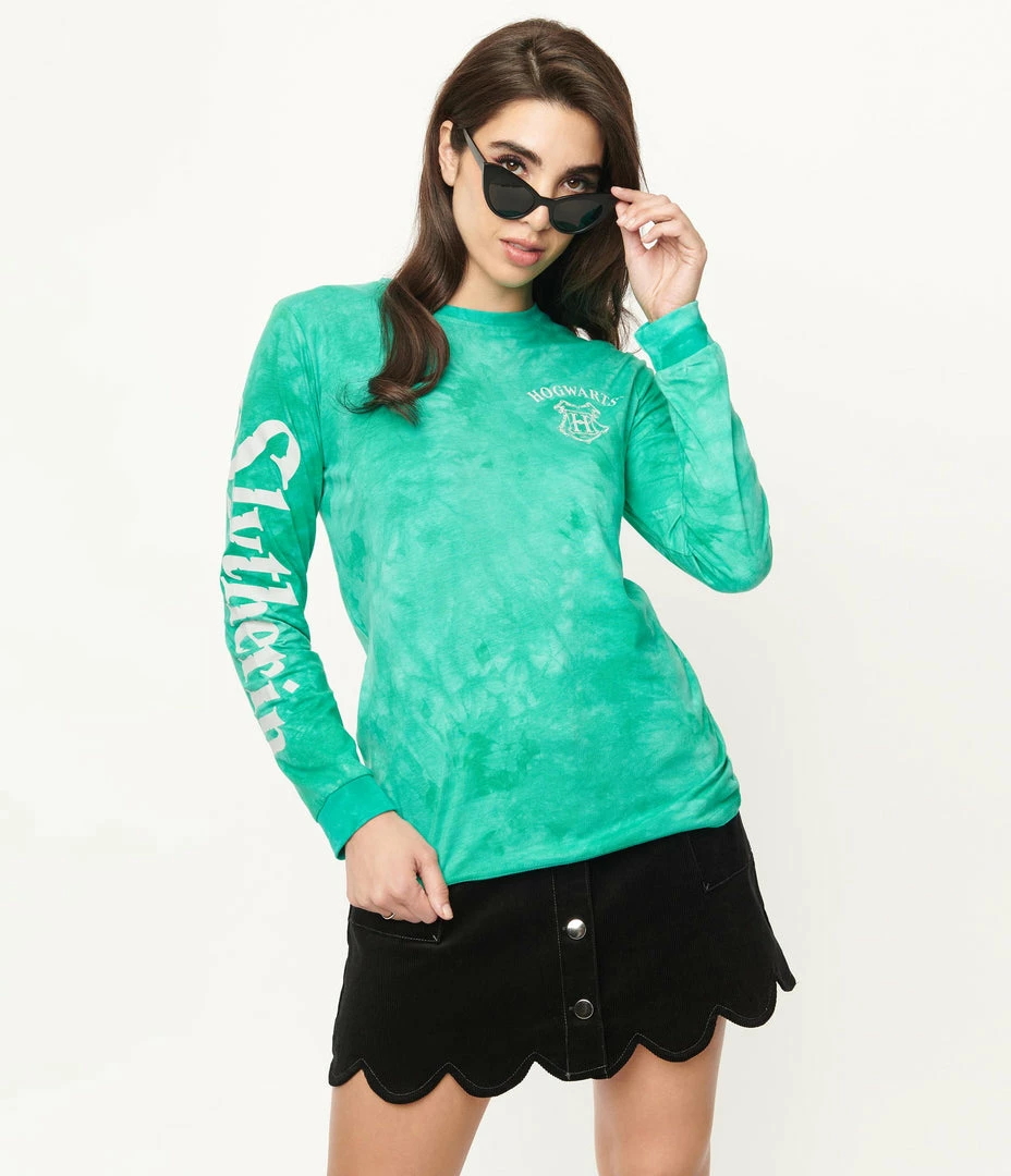 Fan Flair Cakeworthy Slytherin Tie Dye Long Sleeve Tee