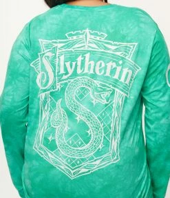 Cakeworthy Plus Size Slytherin Tie Dye Long Sleeve Tee Fan Flair