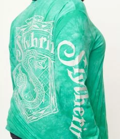 Cakeworthy Plus Size Slytherin Tie Dye Long Sleeve Tee Fan Flair